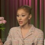 Ariana Grande’s multicolor tweed blazer dress on Good Morning America