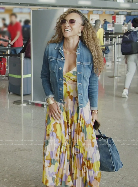 Ashley’s floral print pleated dress on The Real Housewives of Potomac
