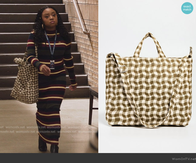 Janine's gingham check tote bag on Abbott Elementary WornOnTV