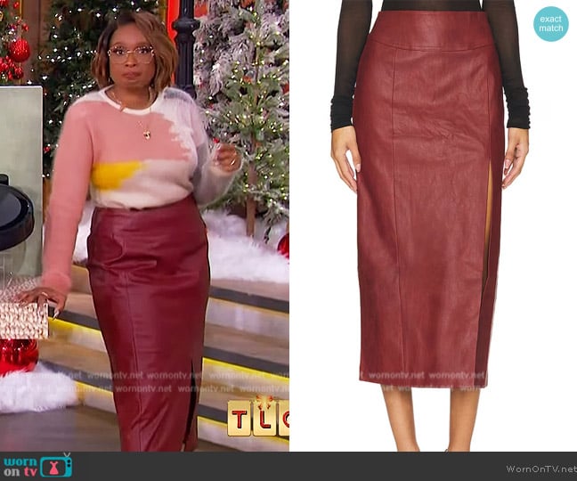Bardot Dante Faux Leather Midi Skirt worn by Jennifer Hudson on The Jennifer Hudson Show