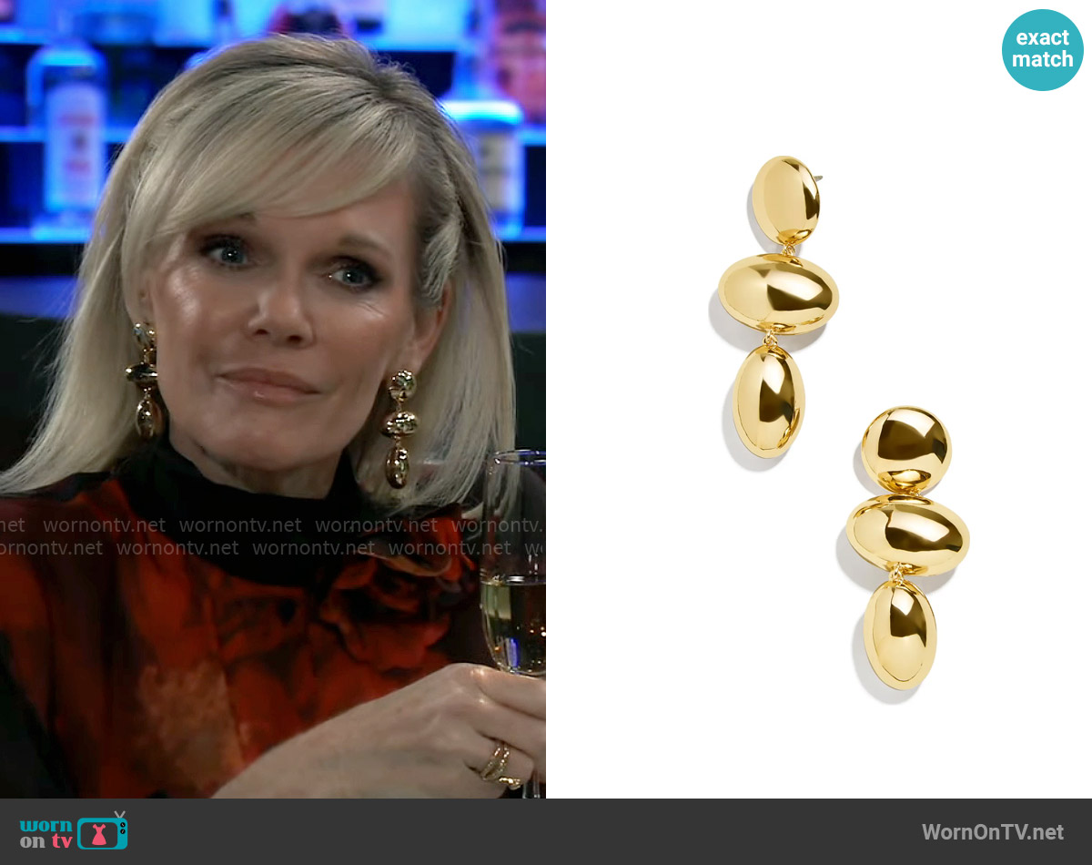 Baublebar Mira Statement Earrings worn by Ava Jerome (Maura West) on General Hospital