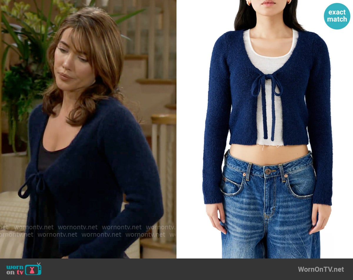 BDG Tie Front Cardigan worn by Steffy Forrester (Jacqueline MacInnes Wood) on The Bold and the Beautiful
