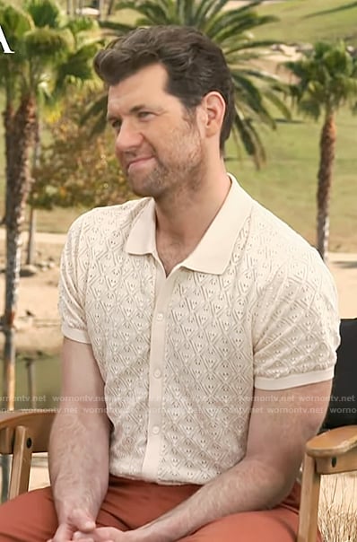 Billy Eichner’s pointelle knit polo on Access Hollywood