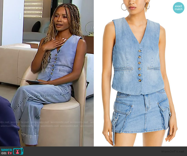 Blank NYC Denim Vest worn by Zuri Hall on Access Hollywood