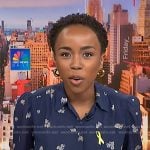 Zinhle Essamuah’s blue floral blouse on NBC News Daily
