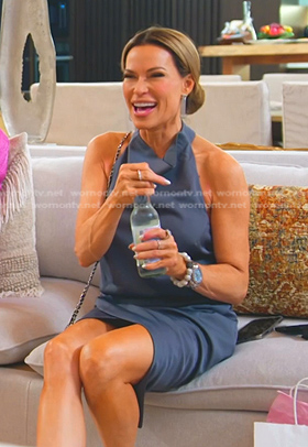 Britani’s grey halter mini dress on The Real Housewives of Salt Lake City