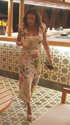 Bronwyn’s floral mesh dress on The Real Housewives of Salt Lake City