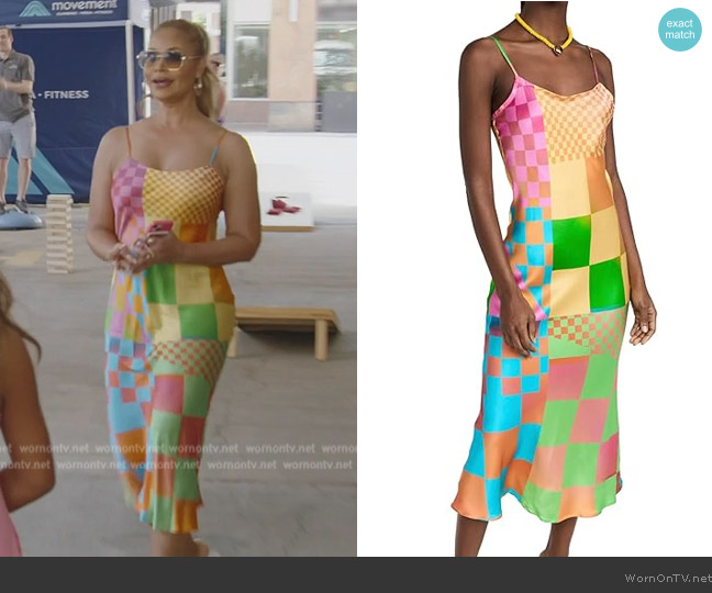 Bruce Glen Printed Silk Slip Dress worn by Gizelle Bryant on The Real Housewives of Potomac