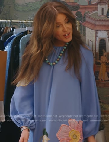 Brynn’s blue embroidered caftan on The Real Housewives of New York City