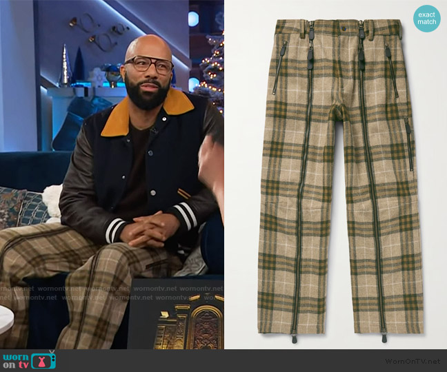 Burberry Straight-Leg Zip-Detailed Checked Wool Trousers worn by Common on The Kelly Clarkson Show