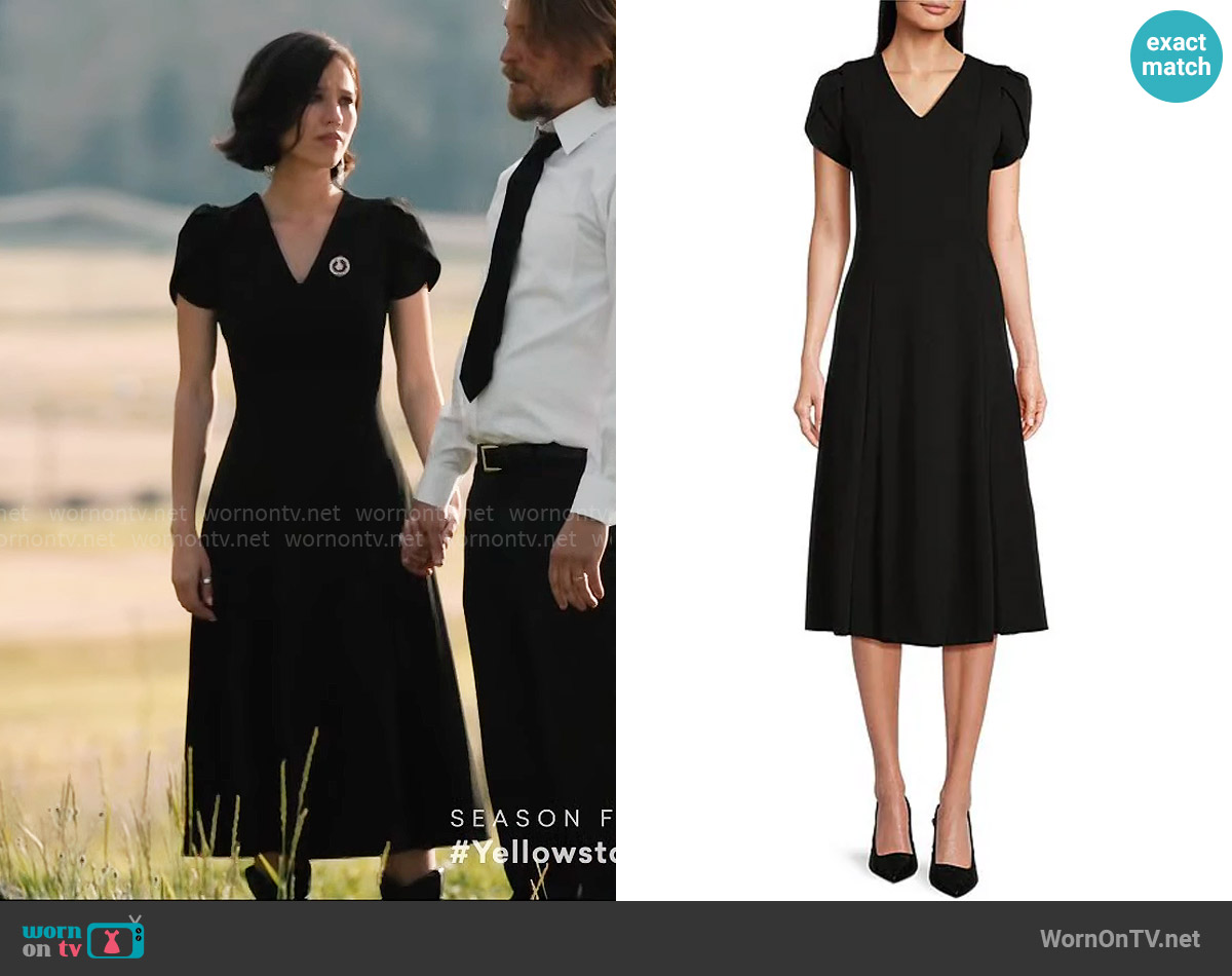 Calvin Klein Tulip Sleeve A-line Midi Dress worn by Monica Dutton (Kelsey Asbille) on Yellowstone