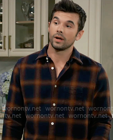 Chase’s navy and orange plaid shirt on General Hospital