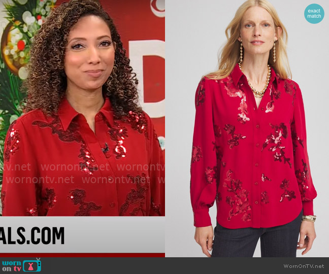 Chicos Sequin Embellished Shirt worn by Gabrielle Kerr on CBS Mornings