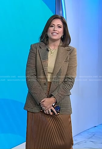 Chloe’s patchwork plaid blazer and pleated skirt on Today