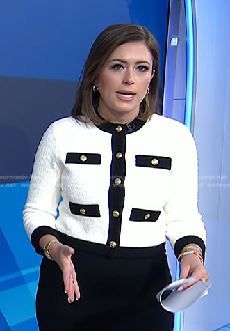 Chloe’s white contrast trim textured jacket on Today
