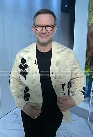 Christian Slater’s ivory knit cardigan on Today