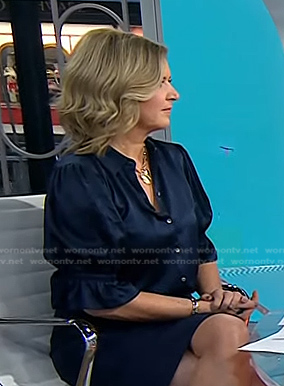 Christine’s navy puff sleeve blouse on Today