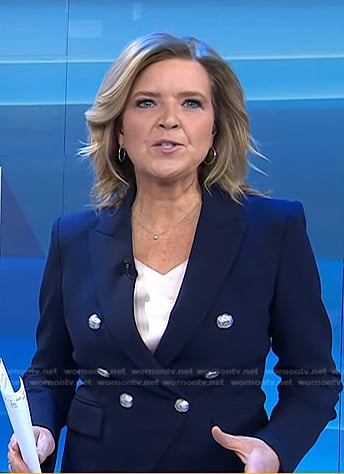Christine Romans’ navy blazer with silver buttons  on Today