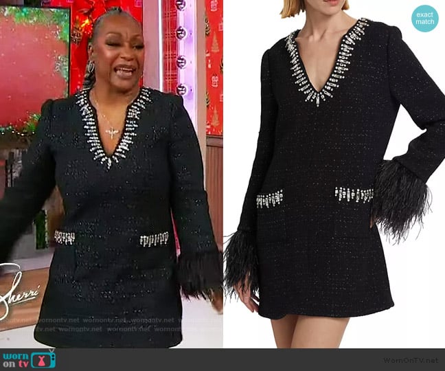 Cinq a Sept Kas Embellished Bouclé Minidress worn by Regina Belle on Sherri