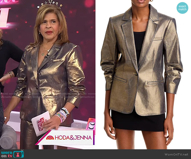 Cinq a Sept Khloe Metallic Blazer in Gold worn by Hoda Kotb on Today