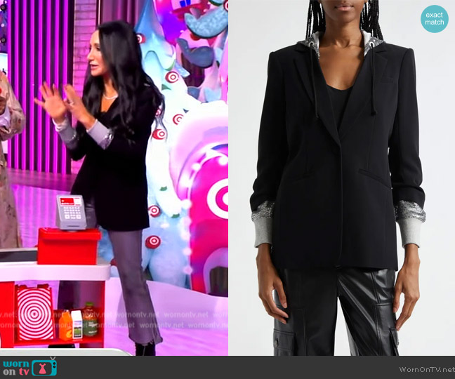 Cinq a Sept Khloe Sequined Hoodie Jacket worn by Elizabeth Werner on The View
