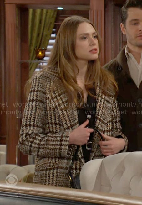 Claire’s plaid coat on The Young and the Restless