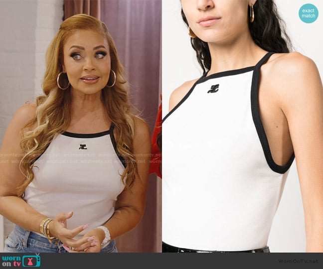 Courreges Embroidered-logo cotton tank top worn by Gizelle Bryant on The Real Housewives of Potomac
