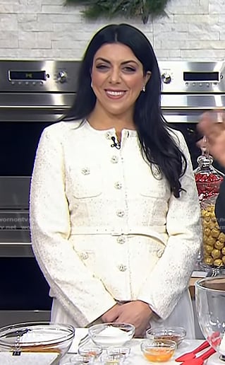 Danielle Sepsy’s white tweed jacket and pleated skirt on Today