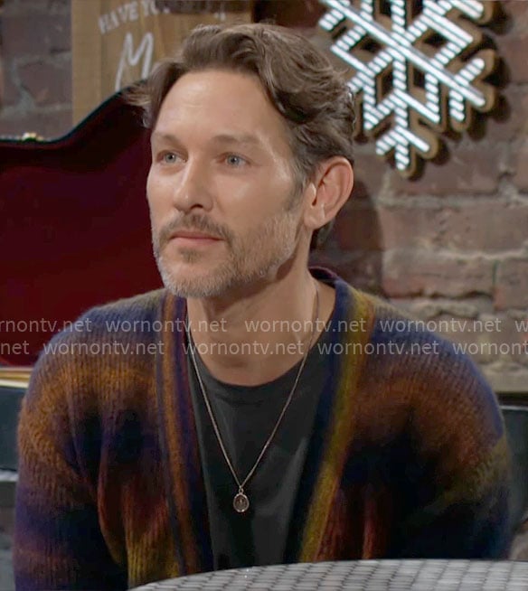 Daniel’s ombre stripe cardigan on The Young and the Restless