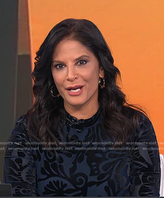 Darlene’s navy burnout velvet dress on Today
