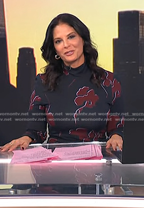 Darlene’s navy floral mock neck dress on Today