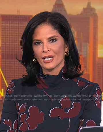 Darlene’s navy floral mock neck dress on Today