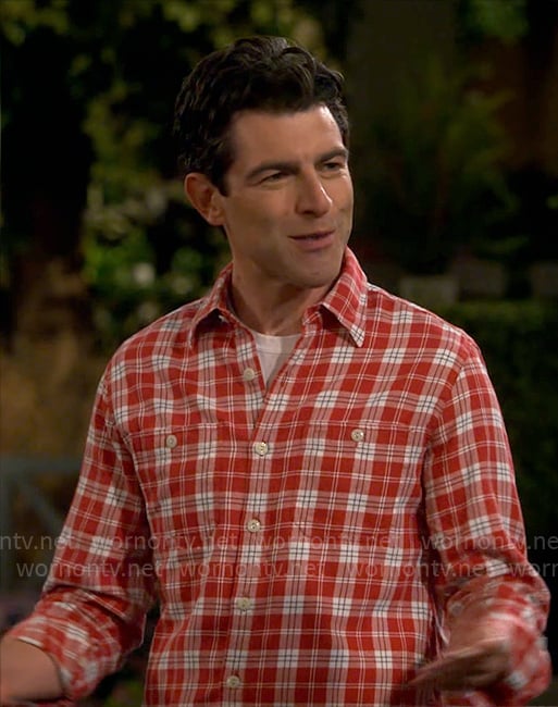 Dave’s red plaid shirt on The Neighborhood