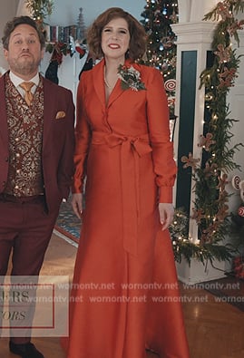 Deedee’s red belted maxi dress on Elsbeth