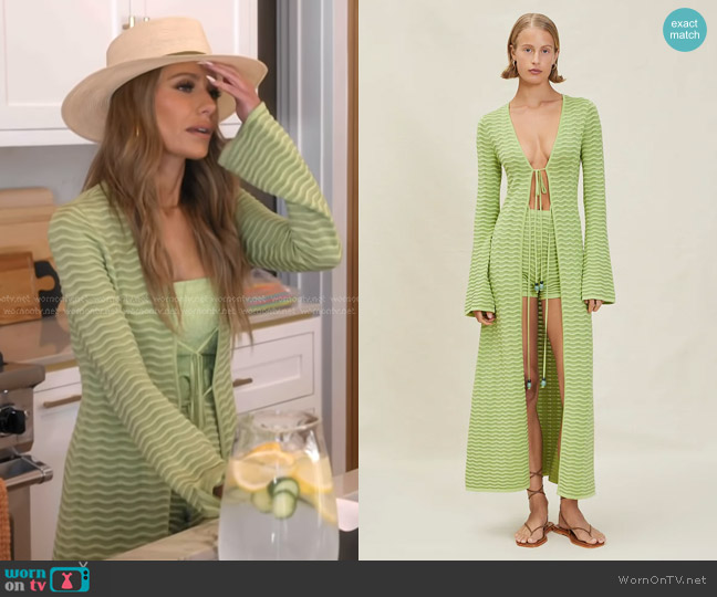 Devon Windsor Liv Robe in kiwi worn by Dorit Kemsley on The Real Housewives of Beverly Hills