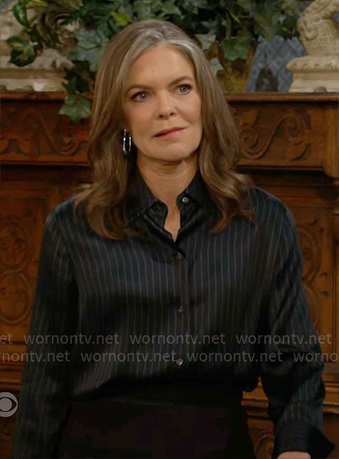 Diane’s pinstriped button down blouse on The Young and the Restless