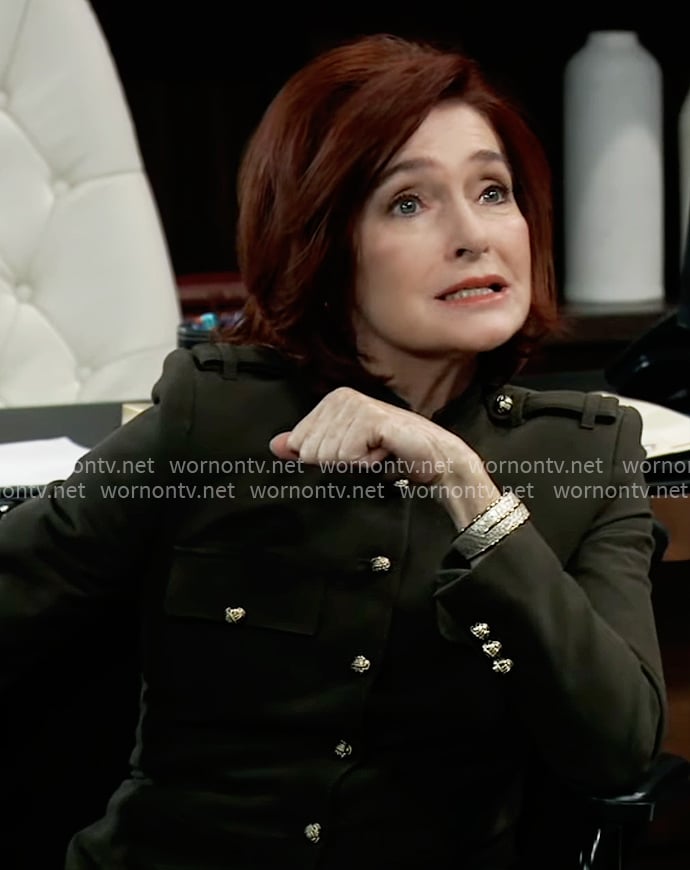 Diane’s olive green military style jacket on General Hospital