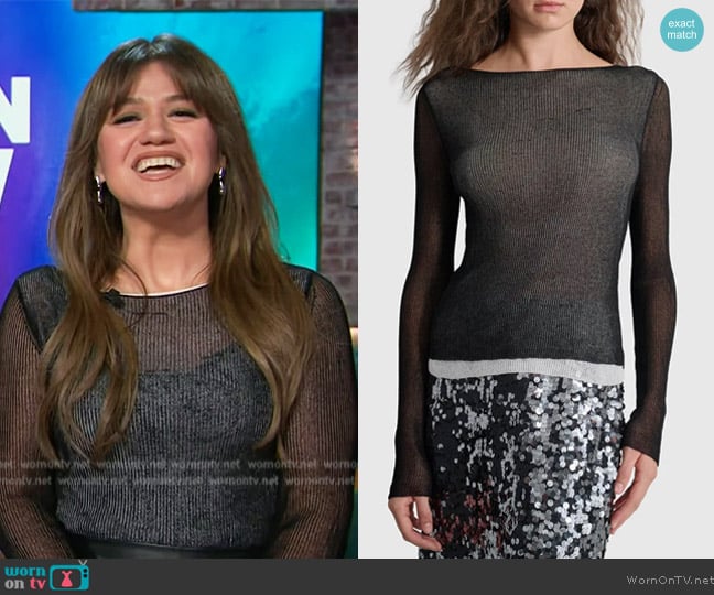 DKNY Double Layer Sweater worn by Kelly Clarkson on The Kelly Clarkson Show