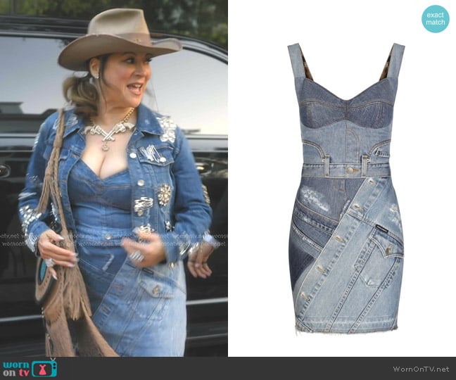Dolce & Gabbana Sleeveless V-neck Minidress worn by Jennifer Tilly on The Real Housewives of Beverly Hills