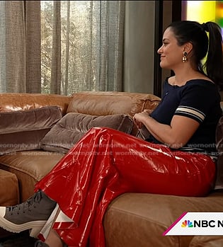 Donna’s off-shoulder top and red skirt on Today