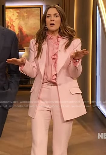 Drew’s pink ruffle blouse on The Drew Barrymore Show