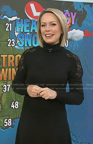 Dylan’s black lace-shoulder dress on Today