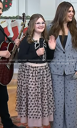 Eisele Tyrell’s black embellished bow top and skirt on Today