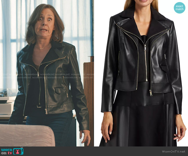 Elie Tahari Malinda Faux Leather Jacket worn by Regina (Laurie Metcalf) on Elsbeth