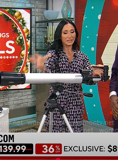 Elizabeth Werner’s chain print jumpsuit on CBS Mornings
