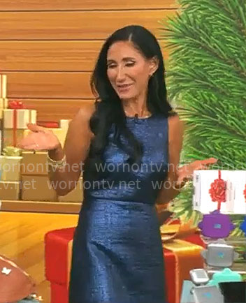Elizabeth Werner’s metallic blue dress on CBS Mornings