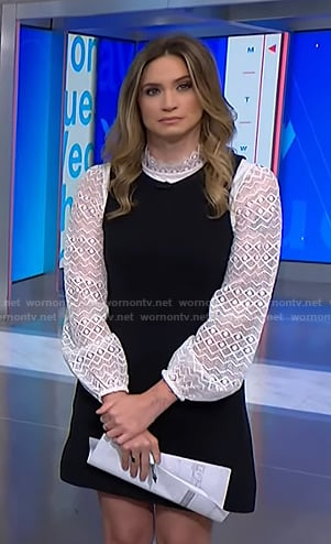 Ellison’s white lace sleeve top on NBC News Daily