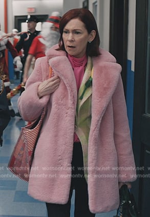 Elsbeth’s pink shearling coat on Elsbeth