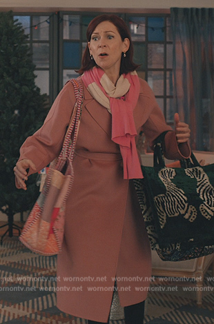 Elsbeth’s pink belted coat on Elsbeth