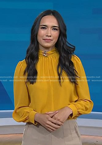 Emilie’s yellow mock neck blouse on Today